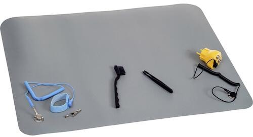 Quadrios 2001EC002 ESD-Tischmatten-Set Arbeitsmatte Antistatik-Matte 650x500mm grau