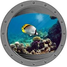 Pool Design Seitenwandaufkleber Poolaufkleber Dekosticker Fotomotiv Bullauge 5 Fisch Ø 800mm Premium