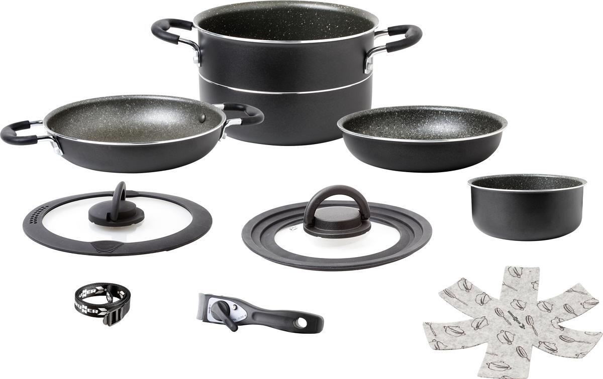 Brunner Pirate NG 7+1 Kochtopfset Camping-Topfset Pfanne Ø 24cm Outdoor Wohnwagen schwarz