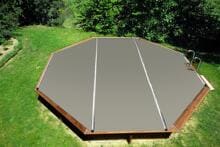 Rollabdeckung Sicherheits-Poolabdeckung Standard 379x379cm achteckig grau
