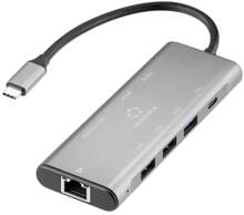 Renkforce RF-DKS-901 USB-C Dockingstation Multiport USB HDMI Micro SD Power Delivery grau